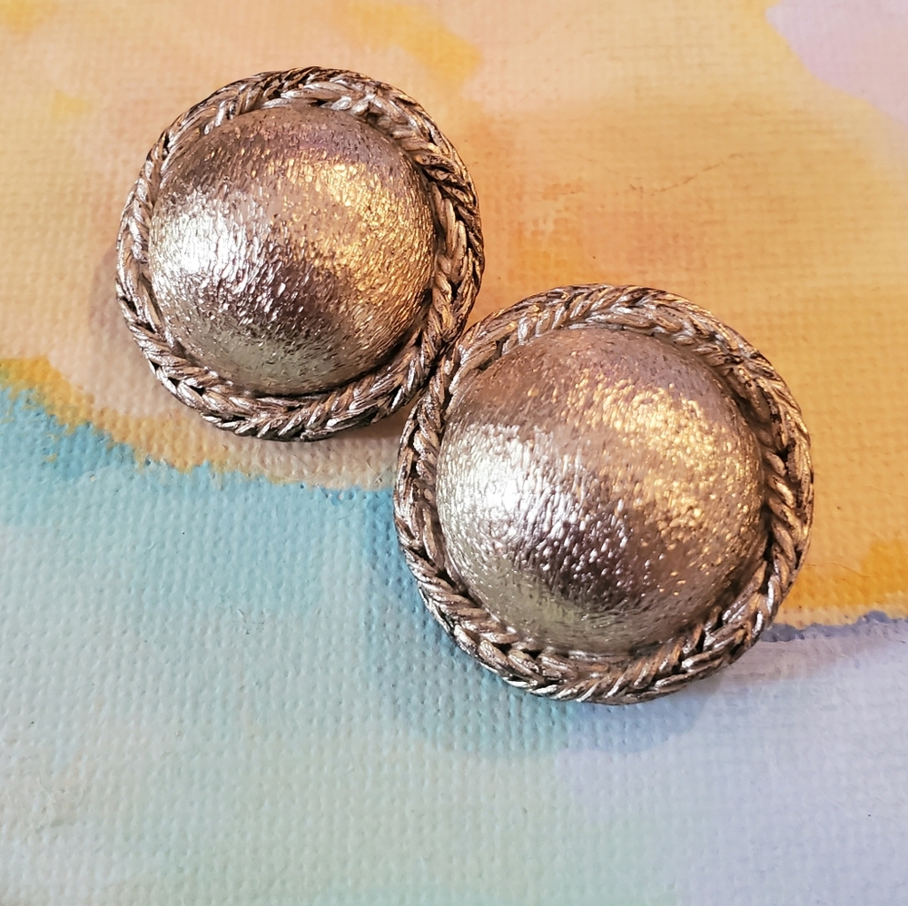 Bergere Vintage Earrings Textured Gold Domes sk